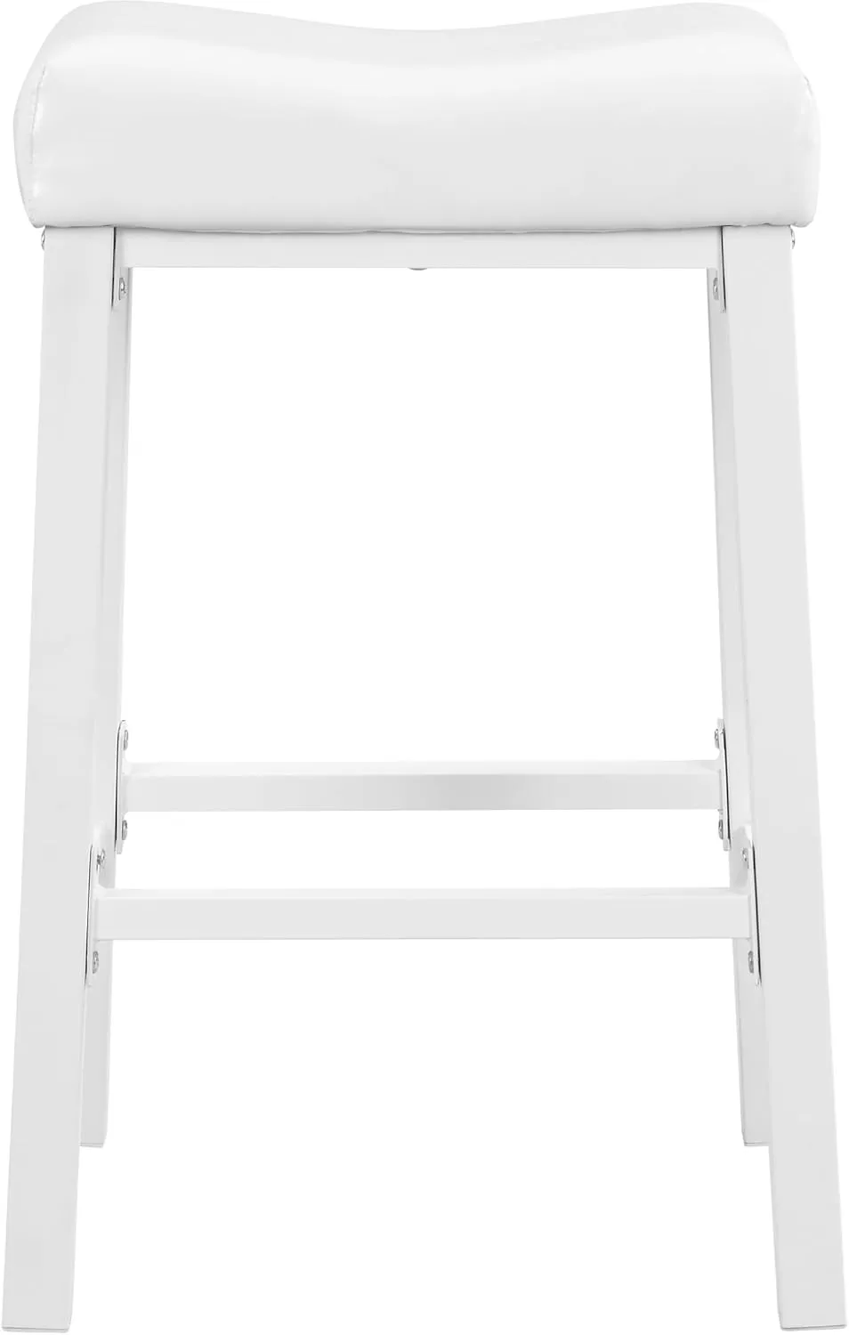 eHemco Heavy-Duty Padded Faux Leather Saddle Seat Kitchen Counter Barstools, 29 Inches, White