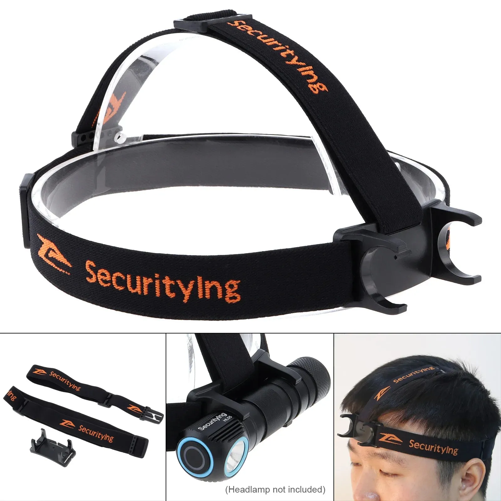 Elastic Headband Headlight Strap Holder for 22-26mm Headlamp Torch with Fastening Strap and Bracket