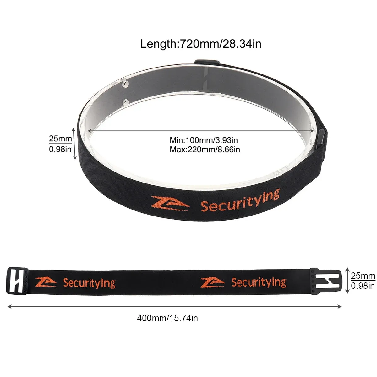 Elastic Headband Headlight Strap Holder for 22-26mm Headlamp Torch with Fastening Strap and Bracket