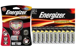 Energizer Vision HD LED Headlamp   Industrial Alkaline - AAA (10 Pack) Batteries