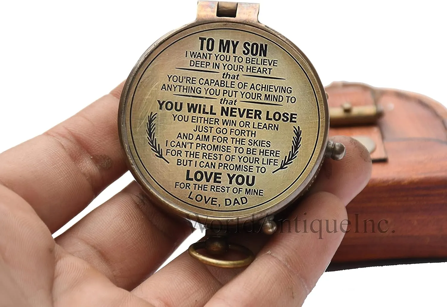 Engraved Brass Compass- Personalized Sundial Compass Gift to My Son/to Our Son/Nautical Gift for Son from Dad/Gift to Son from Mom A Perfect and Unique Gift with Leather Case