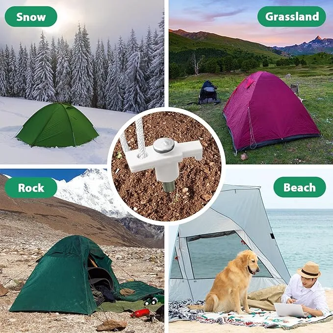 Eurmax USA Galvanized Non-Rust Camping Tent Stakes Canopy Anchors Heavy Duty 10pc-Pack, with 4x10ft Ropes & 1 White Stopper