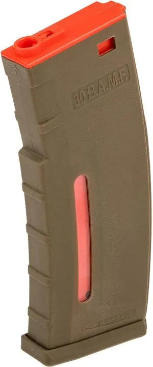 Evike Airsoft - BAMF 190rd Polymer Mid-Cap Mag for M4-Style Series Airsoft AEGs (Color: Tan w/Red/Single Mag)