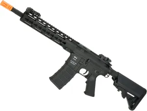 Evike Airsoft - Classic Army Polymer KM10 M4 AEG Airsoft Rifle w/ 10" KeyMod Handguard (Color: Black/Buffer Tube Stock)