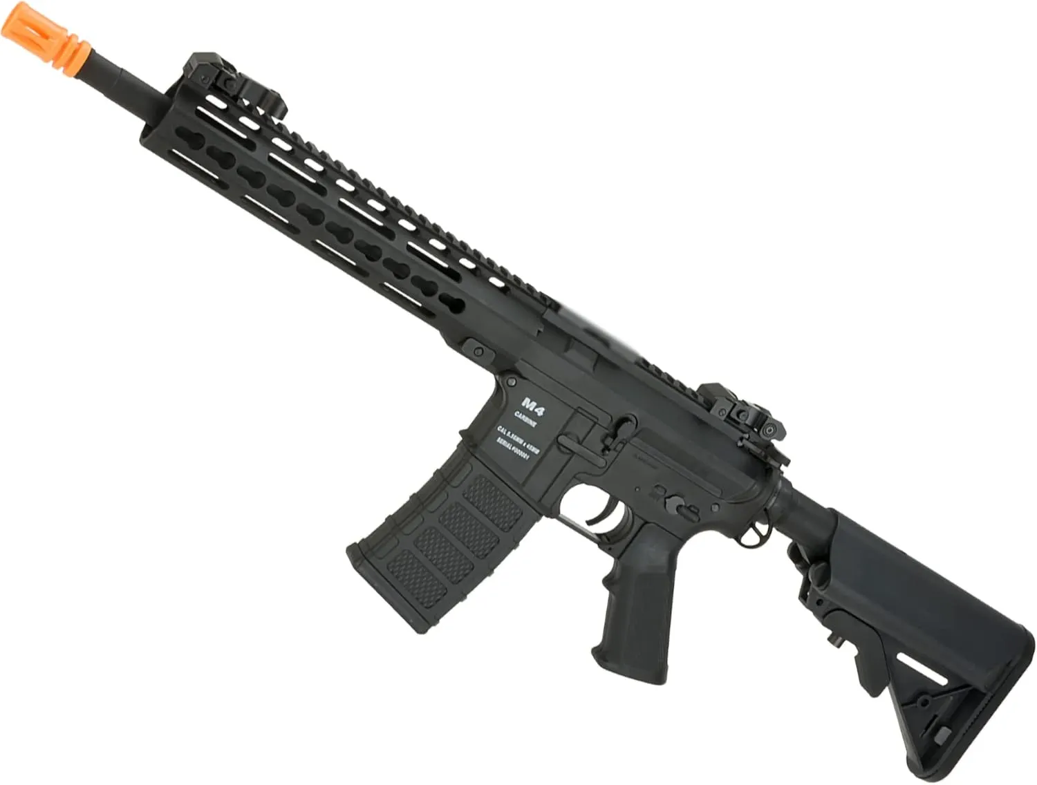 Evike Airsoft - Classic Army Polymer KM10 M4 AEG Airsoft Rifle w/ 10" KeyMod Handguard (Color: Black/Buffer Tube Stock)