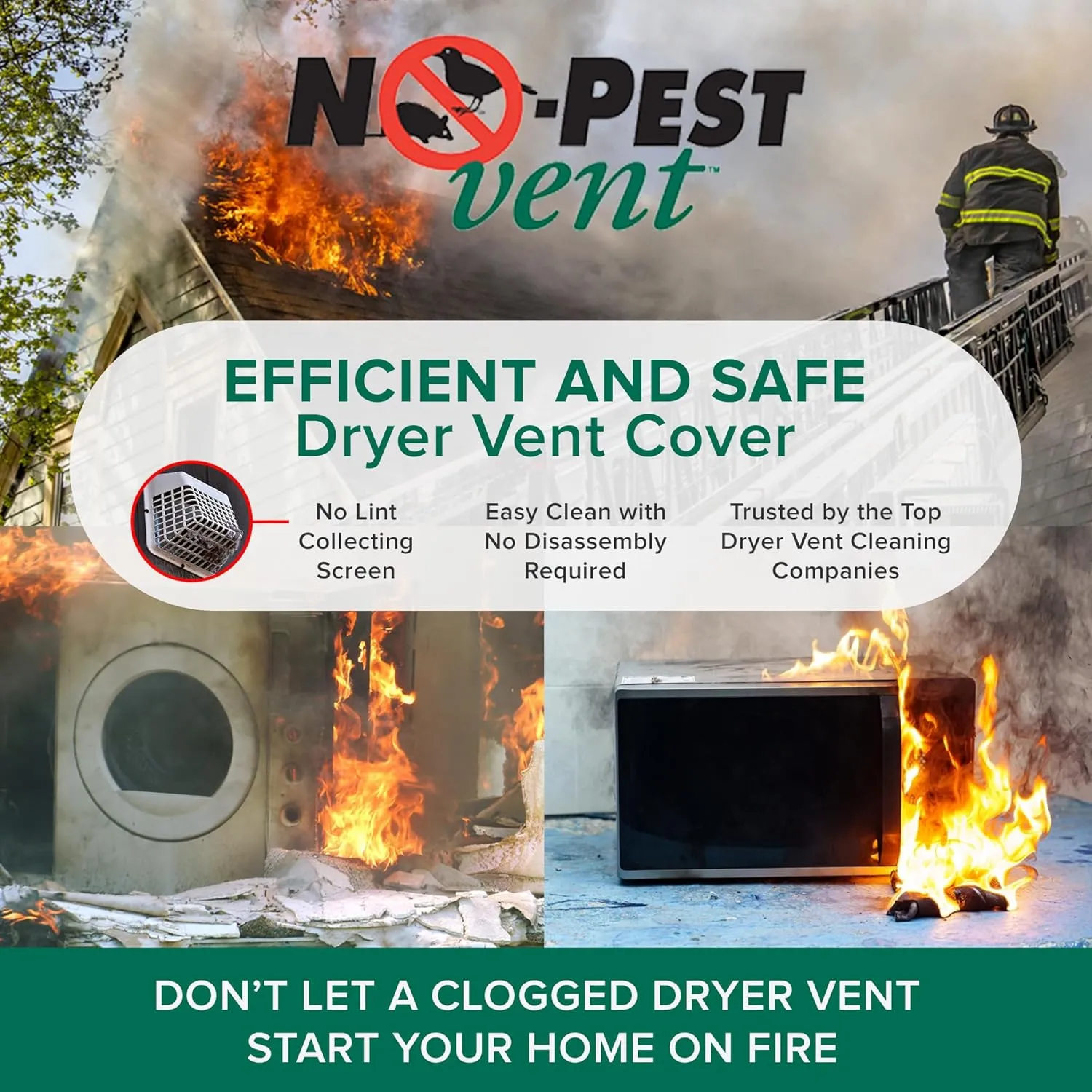 Exclusive Dual Door Dryer Vent Cover Outdoor 4 inch, Made in USA w Highest UV Resistant Plastic in any Outdoor Vent Cover (White, 4 inch W/O Duct Tube)