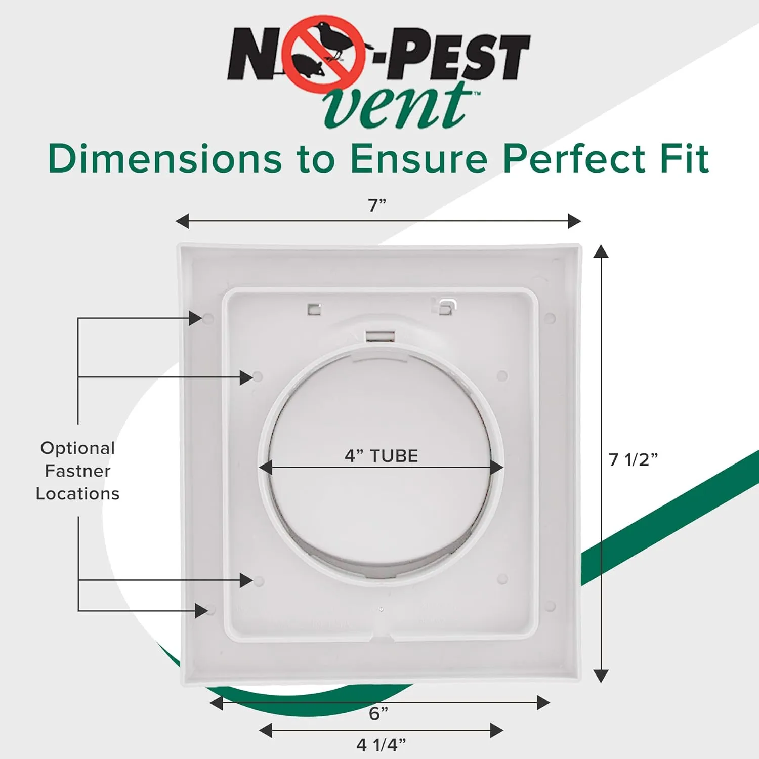 Exclusive Dual Door Dryer Vent Cover Outdoor 4 inch, Made in USA w Highest UV Resistant Plastic in any Outdoor Vent Cover (White, 4 inch W/O Duct Tube)