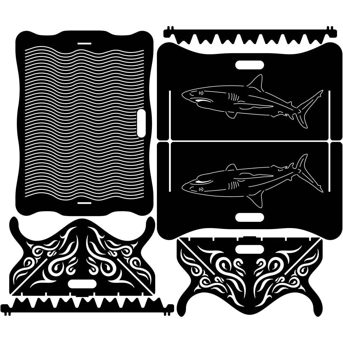 Exotic Collapsible Fire Pit DXF for CNC | Sea Fish Design
