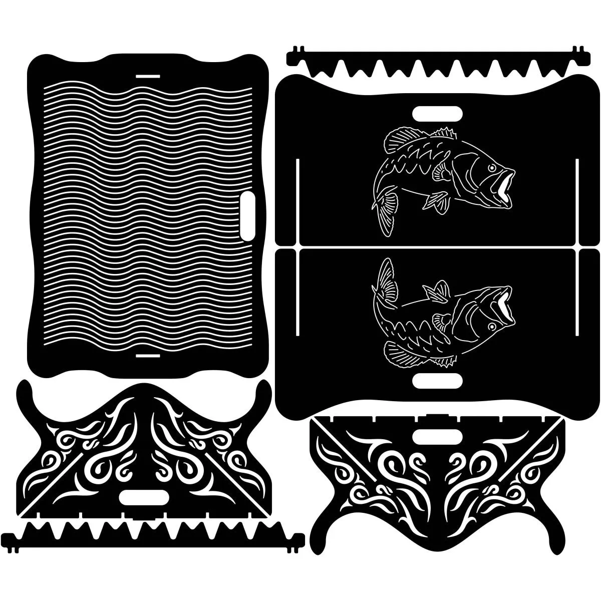 Exotic Collapsible Fire Pit DXF for CNC | Sea Fish Design