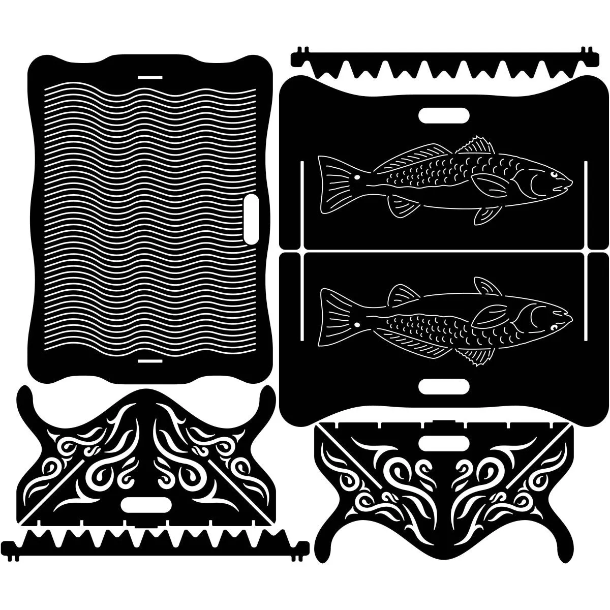 Exotic Collapsible Fire Pit DXF for CNC | Sea Fish Design
