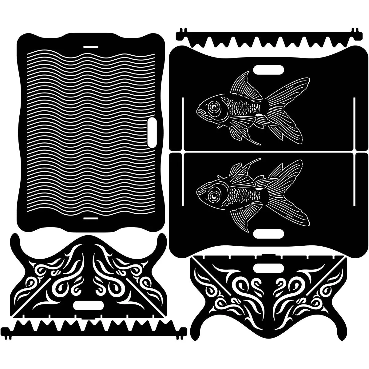 Exotic Collapsible Fire Pit DXF for CNC | Sea Fish Design
