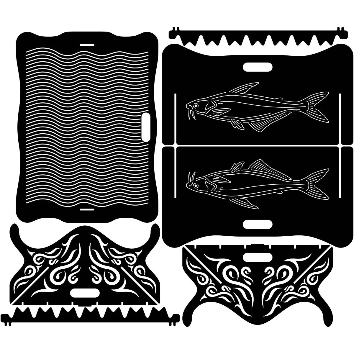 Exotic Collapsible Fire Pit DXF for CNC | Sea Fish Design