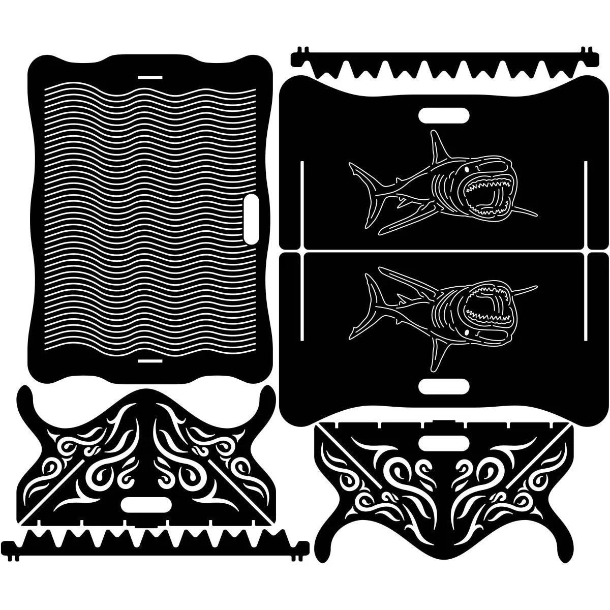 Exotic Collapsible Fire Pit DXF for CNC | Sea Fish Design