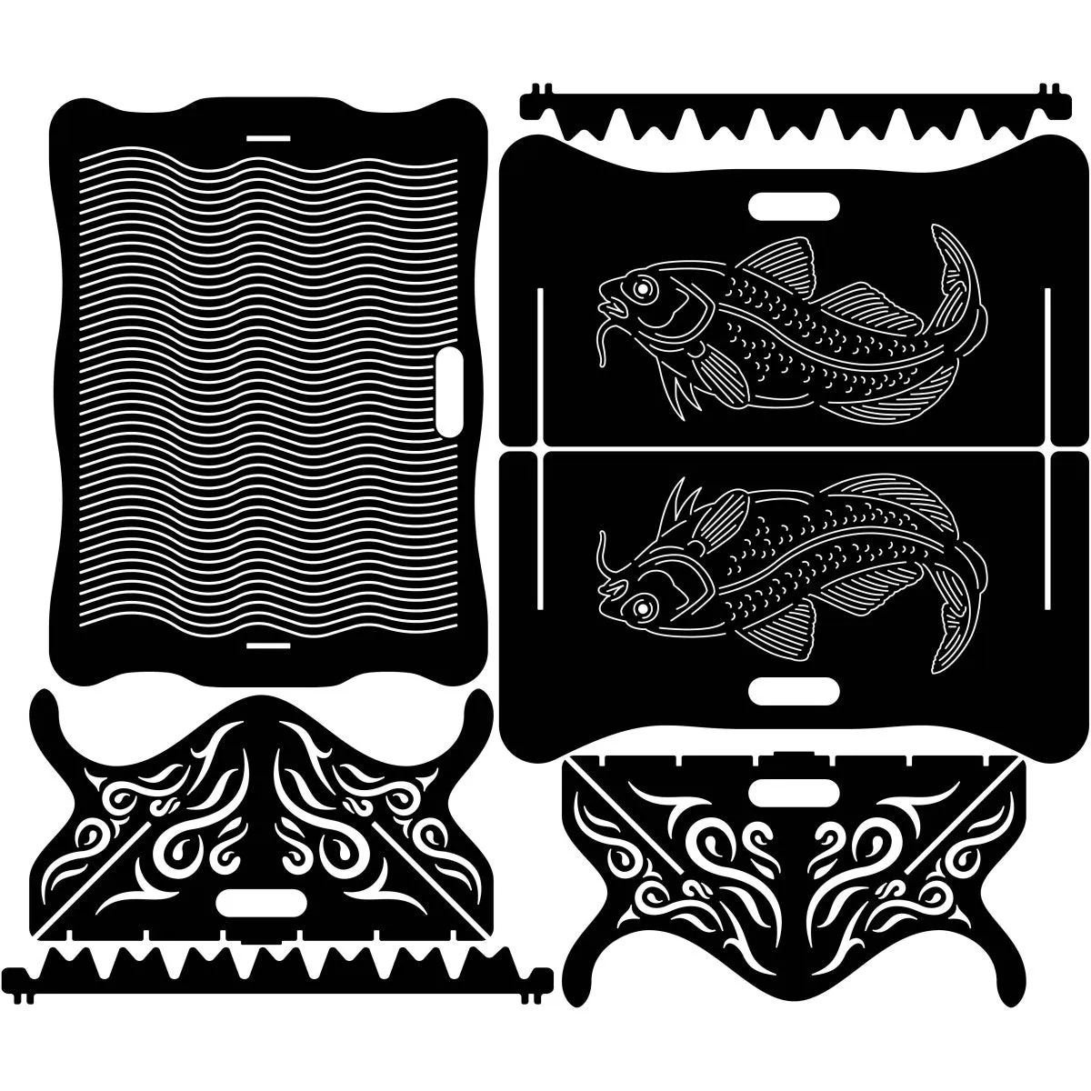 Exotic Collapsible Fire Pit DXF for CNC | Sea Fish Design