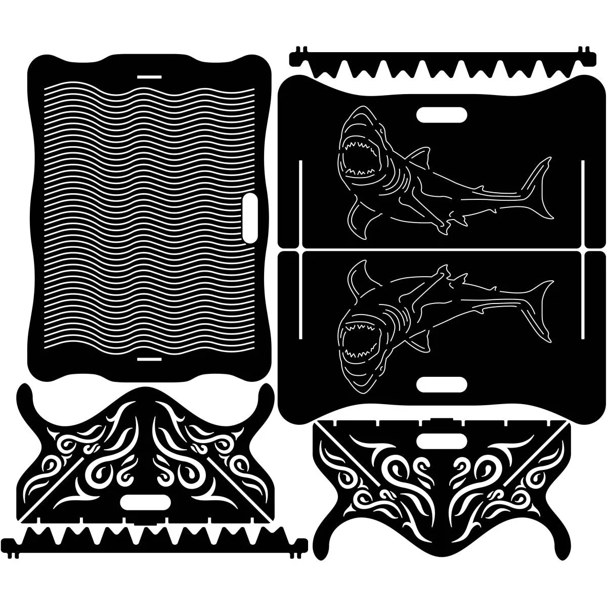 Exotic Collapsible Fire Pit DXF for CNC | Sea Fish Design