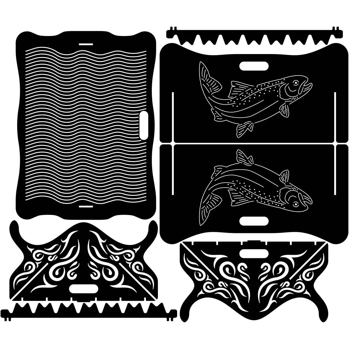 Exotic Collapsible Fire Pit DXF for CNC | Sea Fish Design