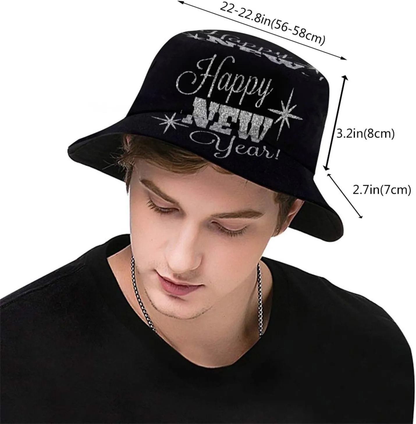 Fashion Happy New Year Bucket Hat for Men and Women Packable Sun Cap Happy New Years Xmas Fisherman Hat