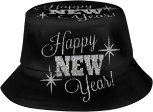 Fashion Happy New Year Bucket Hat for Men and Women Packable Sun Cap Happy New Years Xmas Fisherman Hat