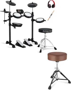 Fesley FED150W Electric Drum Set with Drum Stool FS10