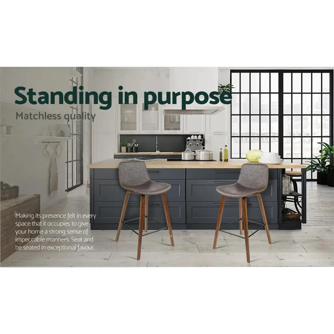 Fides PU Leather Bar Stools Square Footrest
