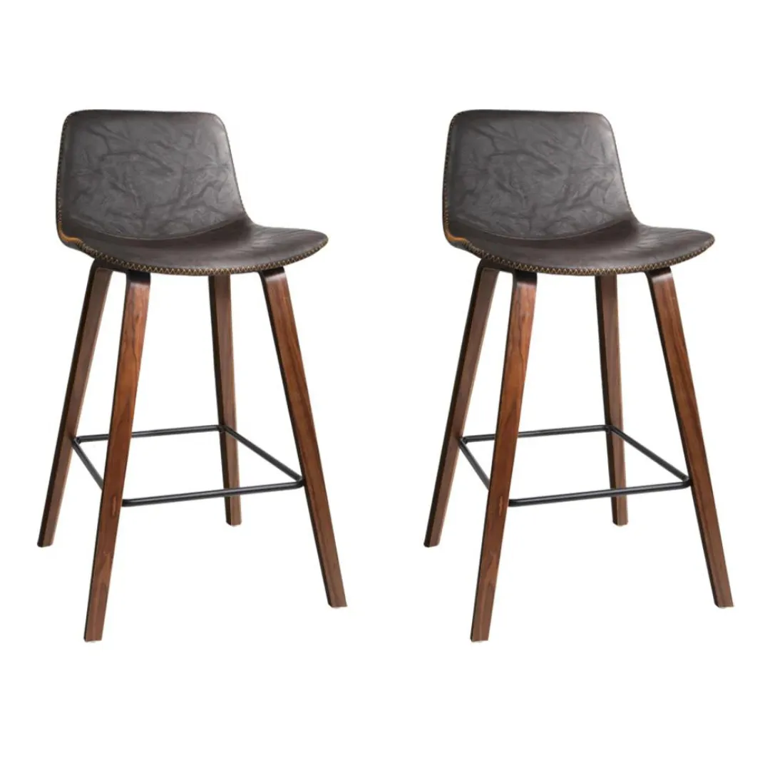 Fides PU Leather Bar Stools Square Footrest