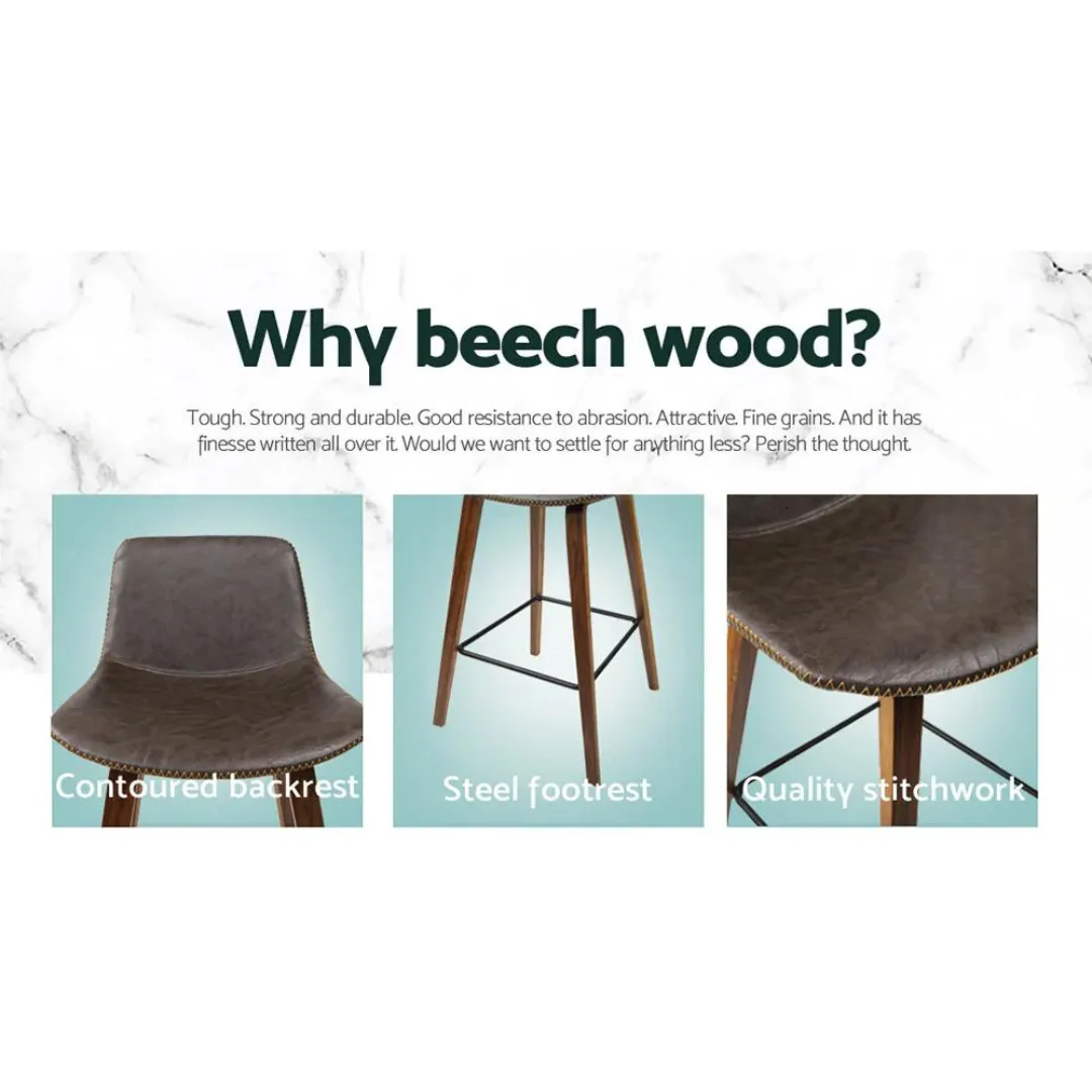Fides PU Leather Bar Stools Square Footrest