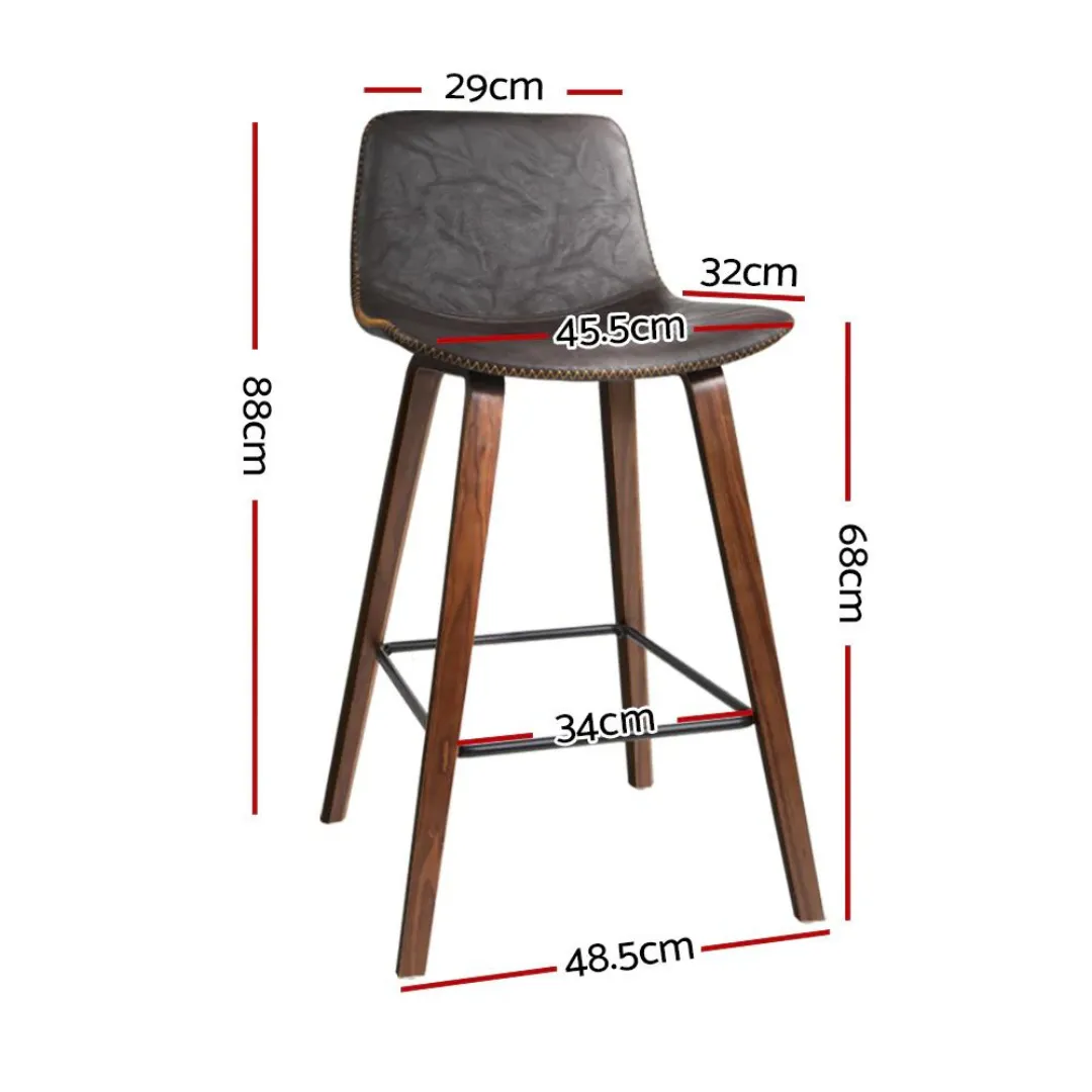 Fides PU Leather Bar Stools Square Footrest