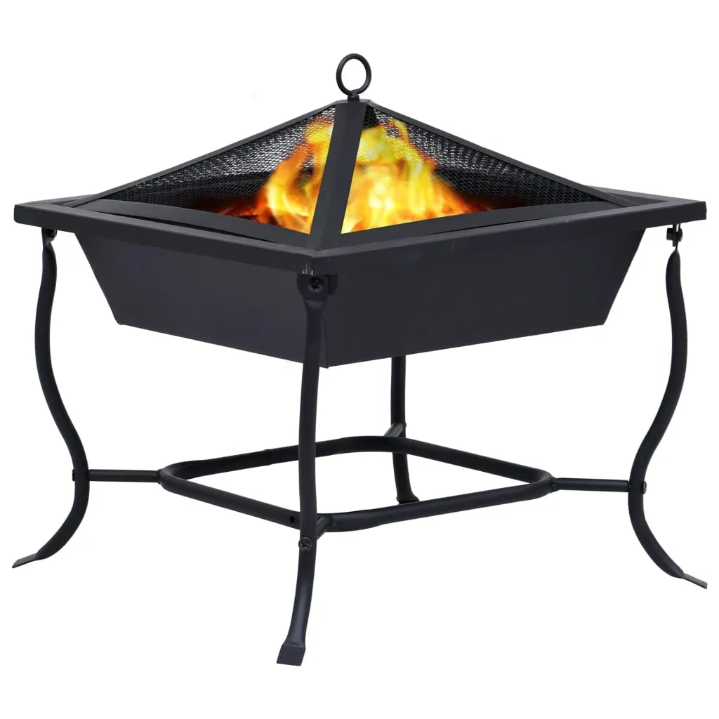 Fire Pit Black 16.5"x16.5"x17.7" Steel