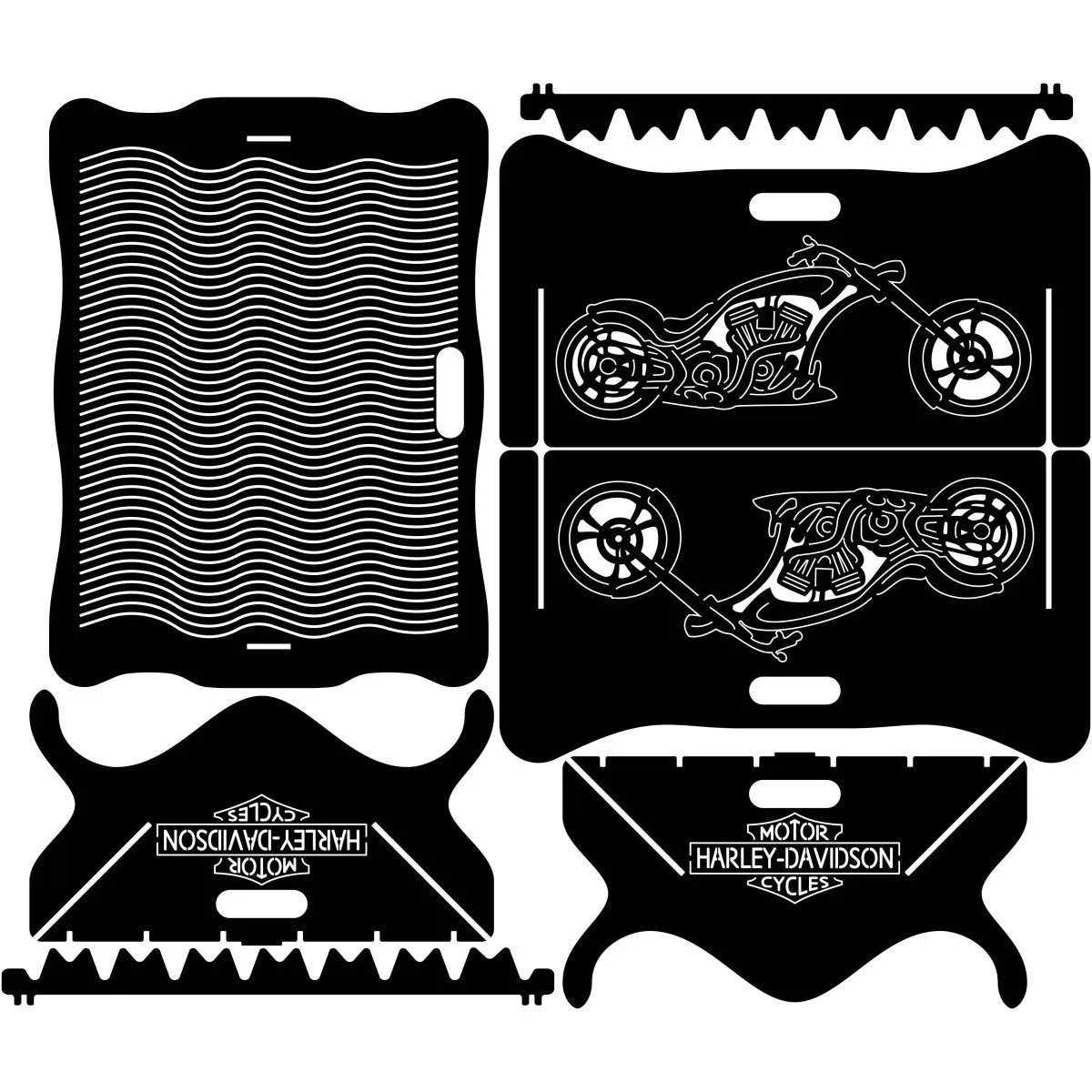 Fire Pit Collapsible Harley Davidson logo and Chopper