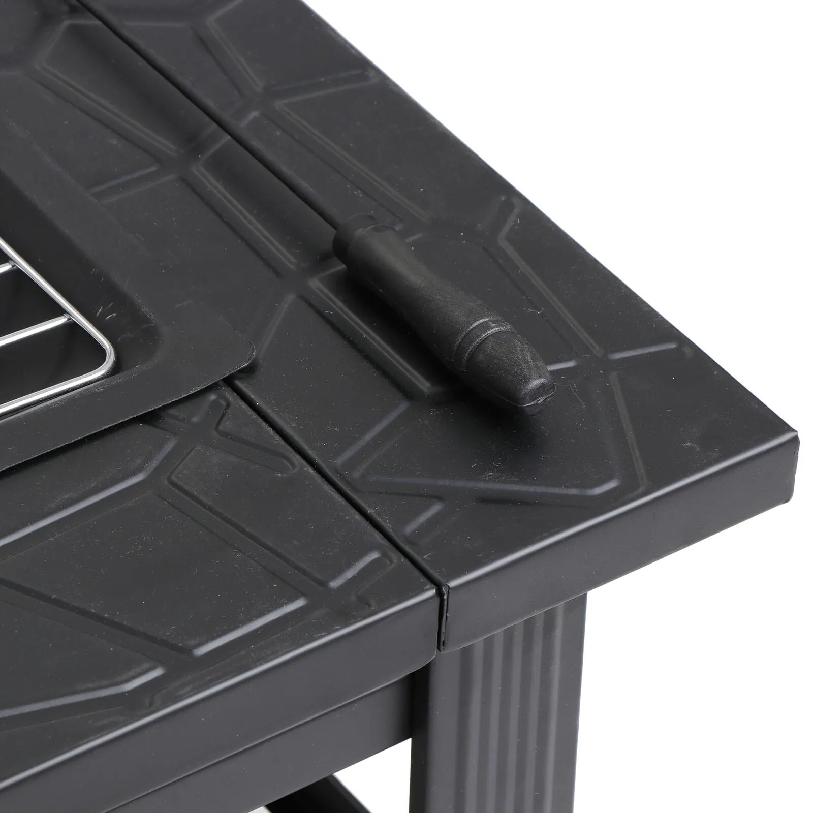 Fire Pit Furniture Patio - 32" Outdoor Metal Square Stove With Cover