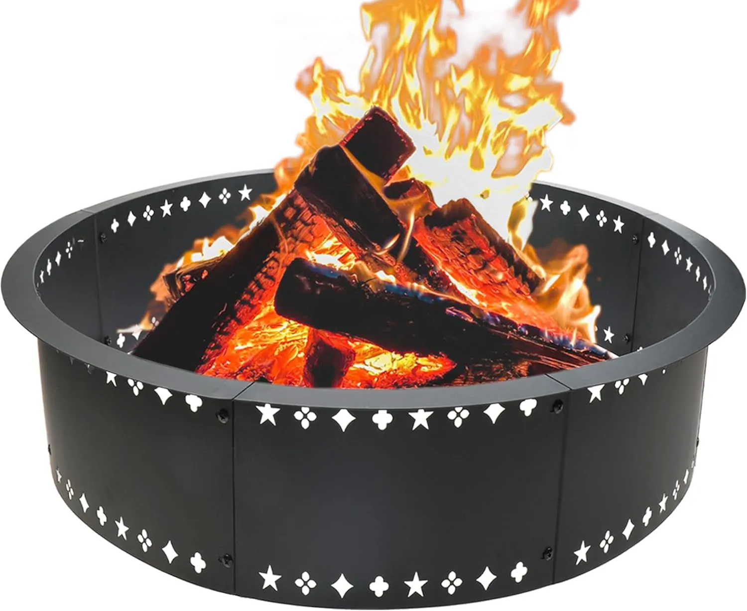 Fire Pit Ring 36inch Fire Ring for Outside Fire Pit,Large Round Smokeless Firepit Insert,DIY Fire Rings for Outside Wood Burning Above or In-Ground Camping Firepit Ring for Outdoor Patio Yard Garden