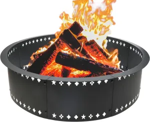 Fire Pit Ring 36inch Fire Ring for Outside Fire Pit,Large Round Smokeless Firepit Insert,DIY Fire Rings for Outside Wood Burning Above or In-Ground Camping Firepit Ring for Outdoor Patio Yard Garden