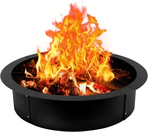Fire Pit Ring Large Round 36-Inch Outer 30-Inch Inner Liner Heavy Duty Solid Steel Insert DIY Campfire Ring Above-Ground or In-ground