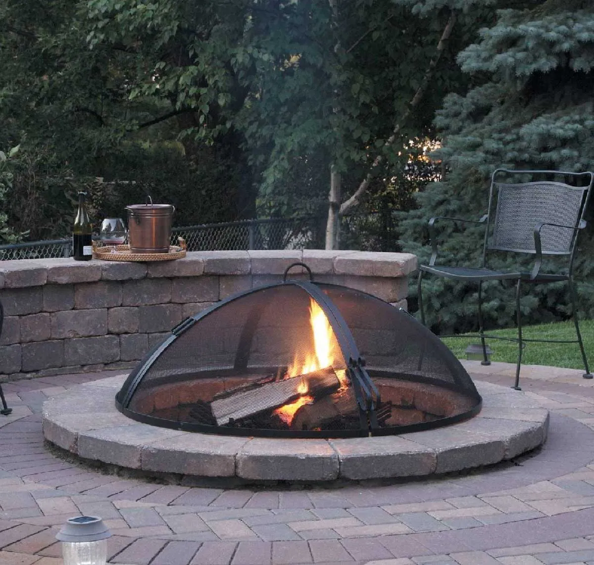 Fire Pit Screen Cover with Twin Access