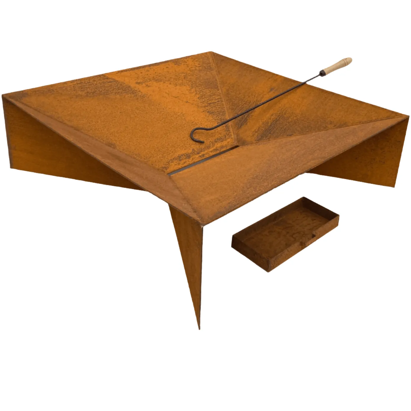 Fire Pit | Square Mild Steel Pit with Ash Tray | 70cm