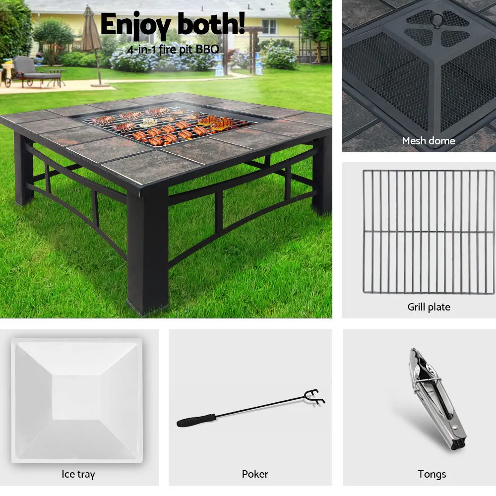 Fire Pit Table (81cm) 3-in-1 BBQ Grill   Ice Tray