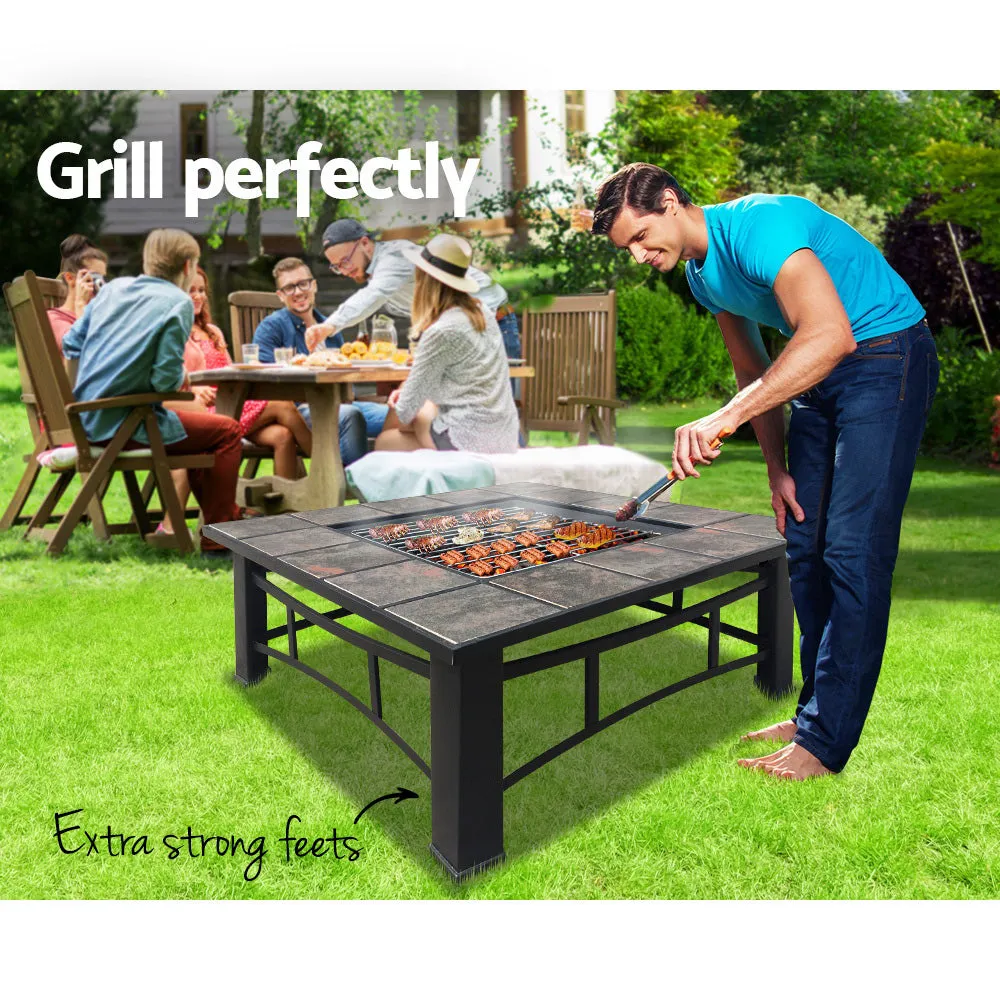 Fire Pit Table (81cm) 3-in-1 BBQ Grill   Ice Tray
