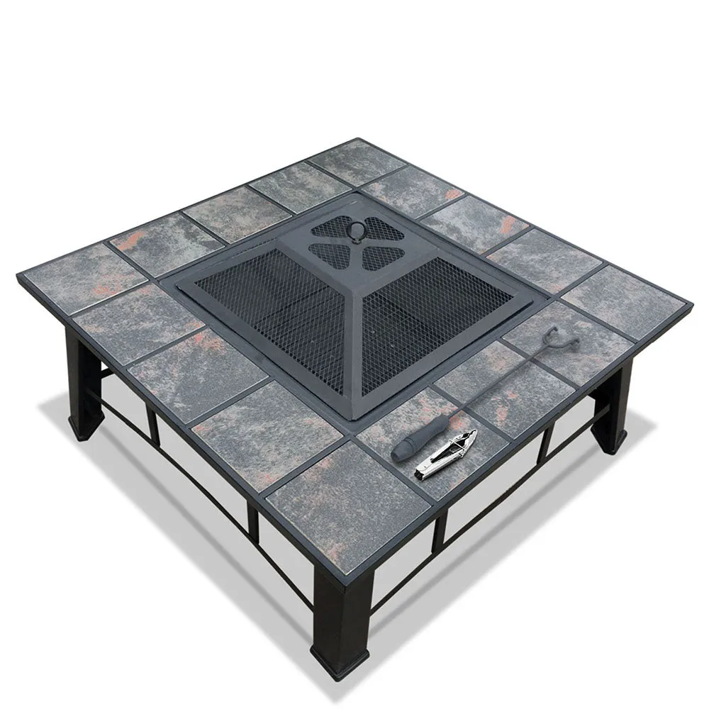 Fire Pit Table (81cm) 3-in-1 BBQ Grill   Ice Tray