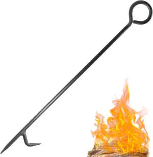 Fire Poker for Fireplace. 32 in Heavy Duty Fireplace Poker. Wrought Iron Steel Fire Pit Poker. Rust Resistant Black Finish Fire Poker. Fireplace Fire Pit Tools (32 Inc)