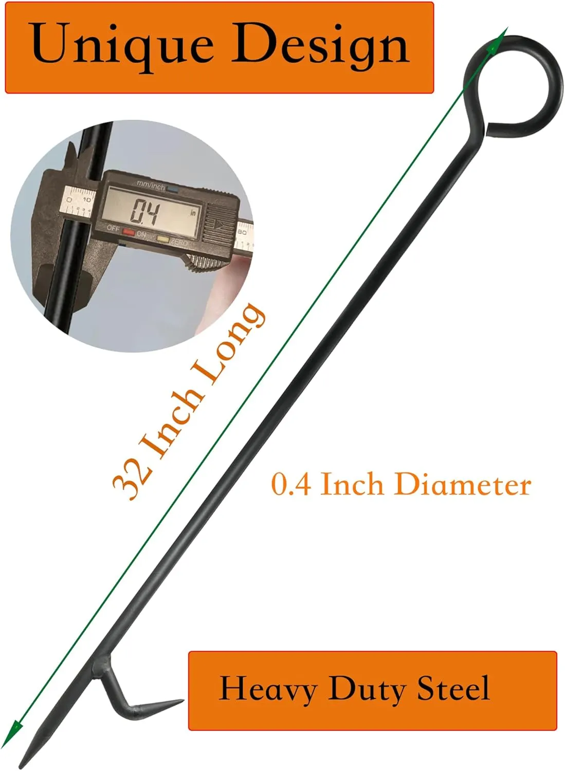 Fire Poker for Fireplace. 32 in Heavy Duty Fireplace Poker. Wrought Iron Steel Fire Pit Poker. Rust Resistant Black Finish Fire Poker. Fireplace Fire Pit Tools (32 Inc)