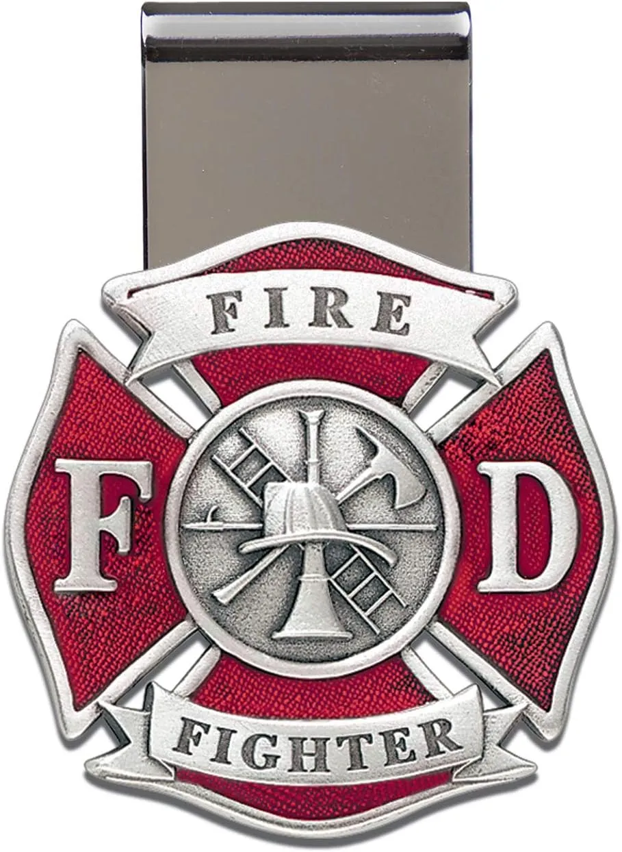 Firefighter Money Clip | Durable Money Holder | Intricately Crafted Metal Pewter Alma Mater Inlay