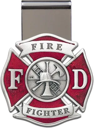Firefighter Money Clip | Durable Money Holder | Intricately Crafted Metal Pewter Alma Mater Inlay