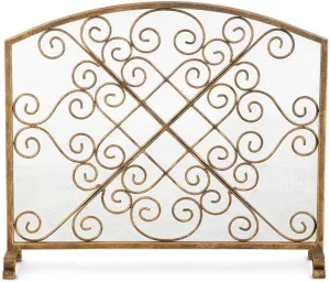 Fireplace Spark Protection Wrought Iron Flat Fire Screens, Gold Fire Place Fence Spark Guard Mesh, for Stove Open Fire/Gas Fire/Wood Burner, 38.6×8.6×33inch (Size : 98×22×84cm) Beautiful Scenery