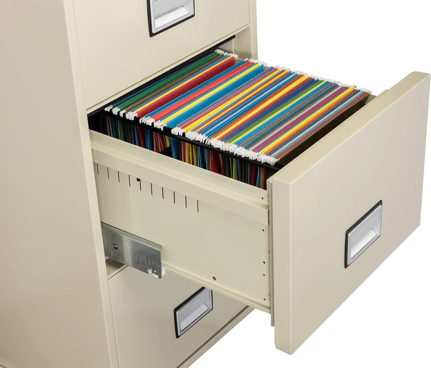 Fireproof File Cabinet – 4-Drawer Vertical, 25" – Legal & Letter Size – Locking Filing Cabinet with Key Lock & Hanging Rails – Water Seal – Impact Rated – Putty Color – LGL4W25P