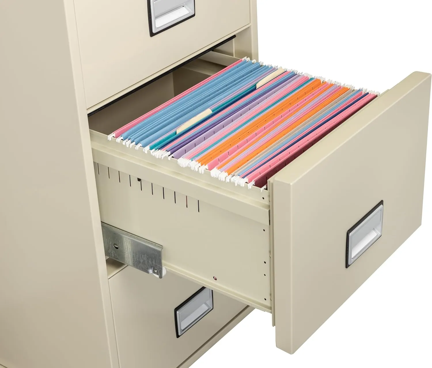 Fireproof File Cabinet – 4-Drawer Vertical, 25" – Legal & Letter Size – Locking Filing Cabinet with Key Lock & Hanging Rails – Water Seal – Impact Rated – Putty Color – LGL4W25P