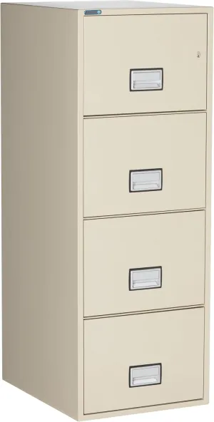 Fireproof File Cabinet – 4-Drawer Vertical, 25" – Legal & Letter Size – Locking Filing Cabinet with Key Lock & Hanging Rails – Water Seal – Impact Rated – Putty Color – LGL4W25P