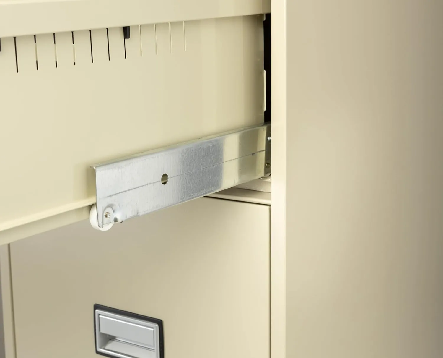 Fireproof File Cabinet – 4-Drawer Vertical, 25" – Legal & Letter Size – Locking Filing Cabinet with Key Lock & Hanging Rails – Water Seal – Impact Rated – Putty Color – LGL4W25P