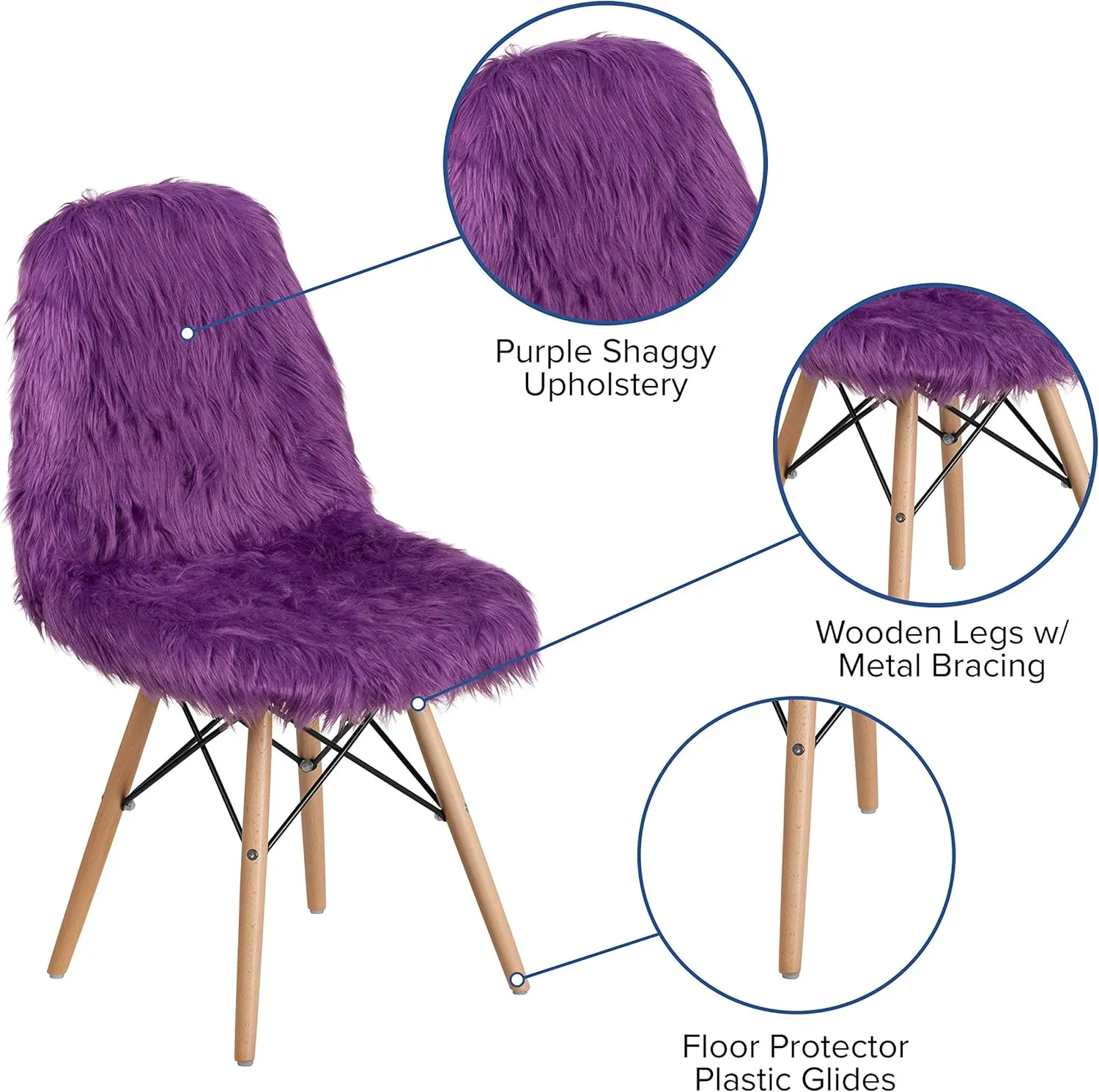 Flash Furniture Dinings, 1 Pack, Sponge, Fabric, Steel, Beechwood, Purple