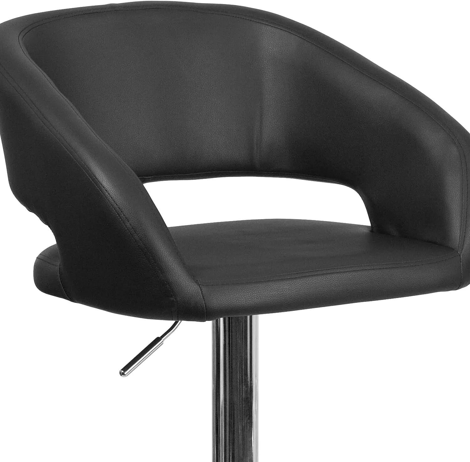 Flash Furniture Erik Comfortable & Stylish Contemporary Barstool with Rounded Mid-Back and Foot Rest, Adjustable Height - Black Vinyl with Chrome Base