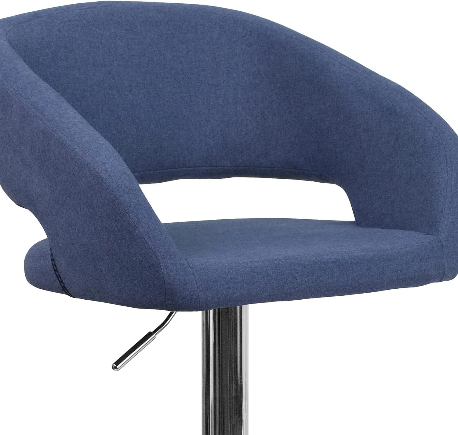 Flash Furniture Erik Comfortable & Stylish Contemporary Barstool with Rounded Mid-Back and Foot Rest, Adjustable Height - Blue Fabric with Chrome Base